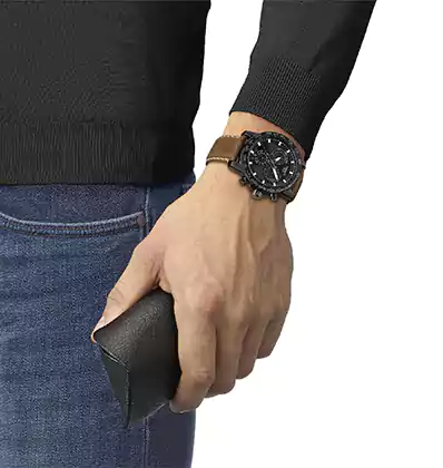 ساعة تيسوت 1853 رجالي، عقارب، سوار جلد، بني،  T125-617-36-051-01