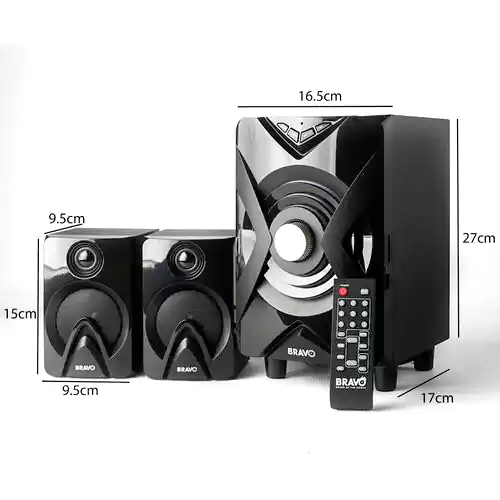 برافو S-2500 2.1 نظام صوت صاب ووفر ستيريو - أسود