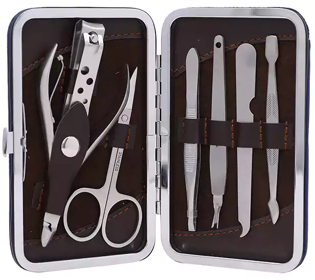 سوناتا طقم العناية بالاظافر 7 قطع مع العلبة، فضي