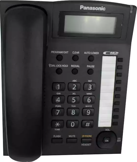 تليفون أرضي سلكي باناسونيك، 12 مفتاح، شاشة LCD، أبجدية رقمية، إظهار هوية المتصل، أسود، KX.TS880FX