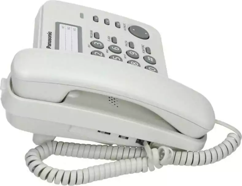 تليفون أرضي سلكي باناسونيك، شاشة LCD، سجل ذاكرة 50 رقم، أبيض، KX-TS520FX