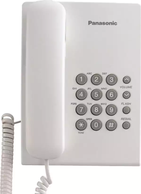 تليفون أرضي سلكي باناسونيك، أبيض، KX-TS500