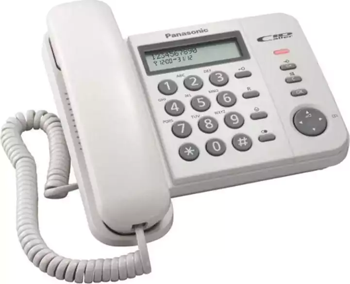 تليفون أرضي سلكي باناسونيك، ذاكرة اتصال 50 رقم، شاشة LCD، إظهار هوية المتصل، أبيض، KX.TS560