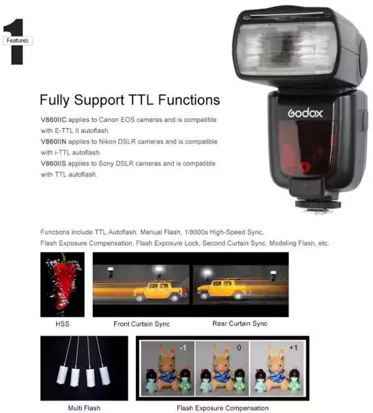 مصباح فلاش كاميرا جودوكس مستطيل،  مصباح إضاءة محمول، أسود V860IIC