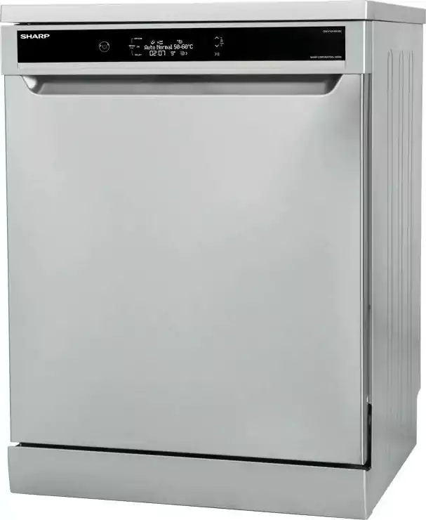 Sharp Dishwasher 14 Place Settings, Inverter, 60 cm, 10 Programs, Digital Display, Silver, QW-V1014M-SS2