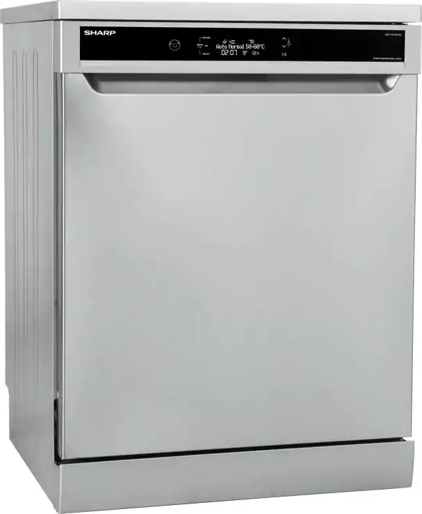 Sharp Dishwasher 14 Place Settings, Inverter, 60 cm, 10 Programs, Digital Display, Silver, QW-V1014M-SS2