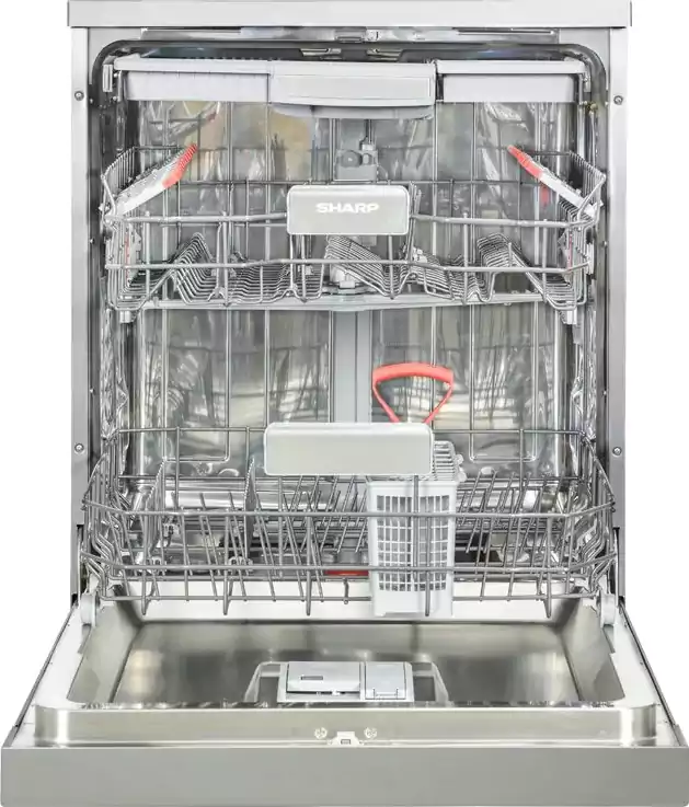 Sharp Dishwasher 14 Place Settings, Inverter, 60 cm, 10 Programs, Digital Display, Silver, QW-V1014M-SS2