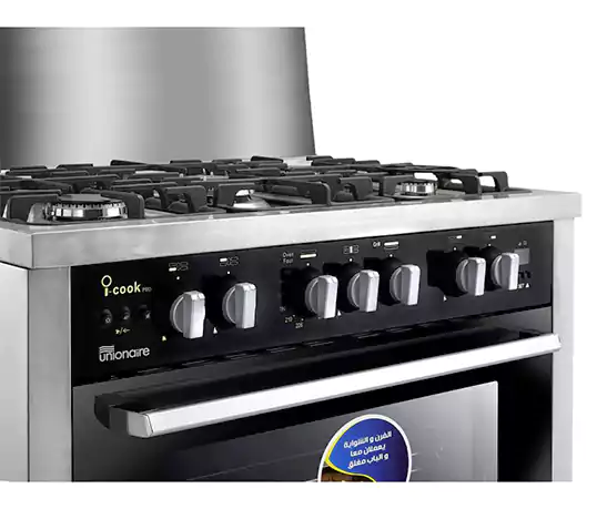 Uniontech ICOOK PRO Cooker, 90 x 60 cm, 5 Burners, Full Safety, Stainless, C6090SS-2GC-511-IDSP-2W