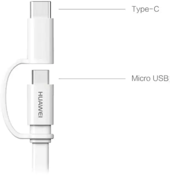 Huawei 2-in-1 Type-C + micro USB charger cable, white AP55S