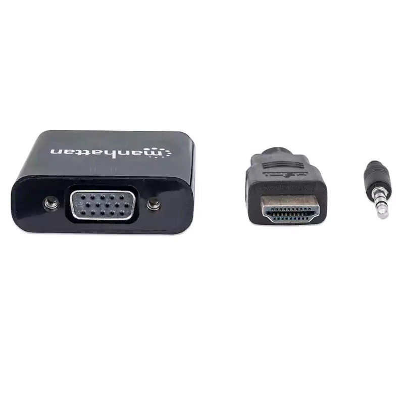 Manhattan HDMI Male to VGA Female Converter with 3.5mm audio - 151450 - Black