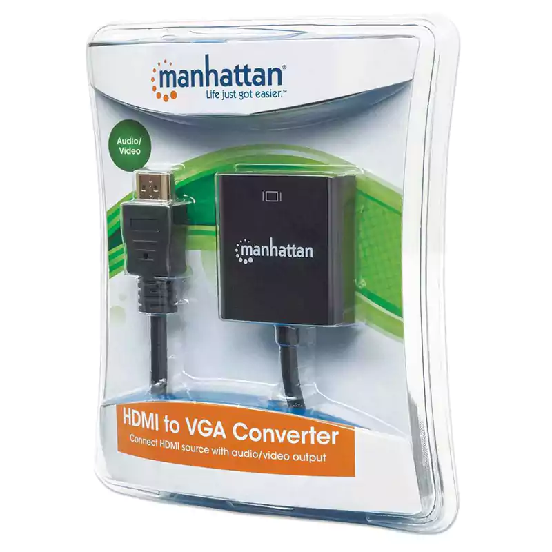 Manhattan HDMI Male to VGA Female Converter with 3.5mm audio - 151450 - Black