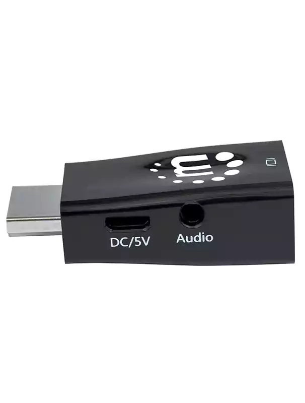 مانهاتن Display HDMI إلى VGA Micro Converter مع منفذ USB Micro-B الصوتي الاختياري - 151542 - أسود